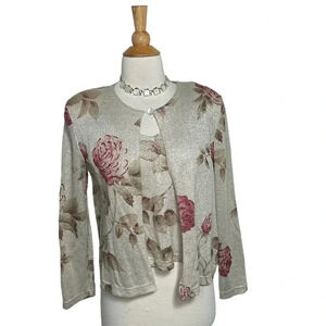 Jeffrey & Dara Evenings Vintage metallic‎ cream with roses tank + jacket
